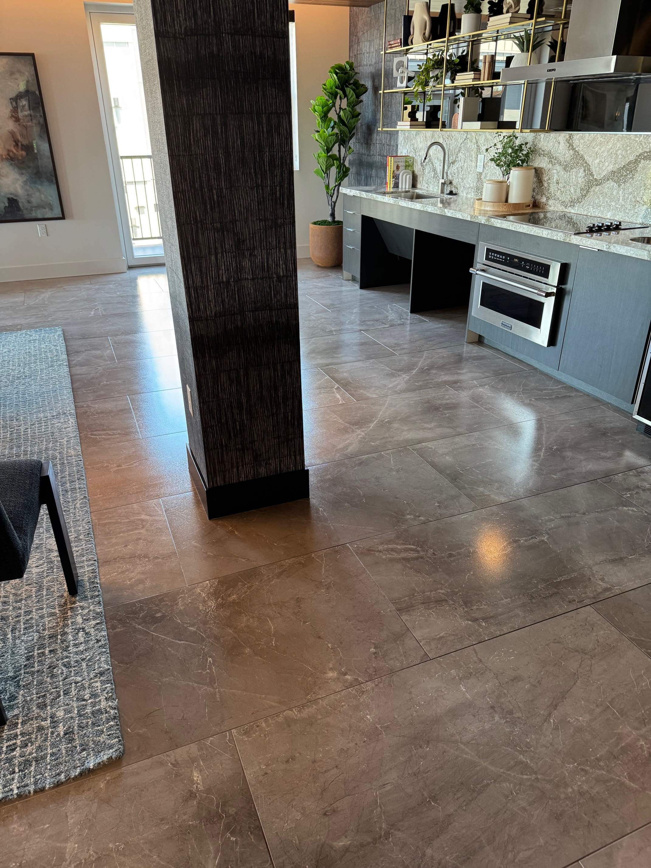 Residential apartment kitchen after a tile and grout cleaning service